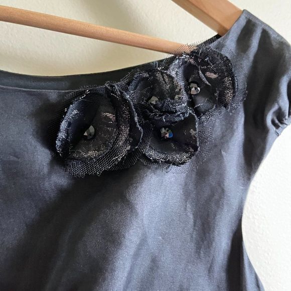 ZARA SILK CHIFON MIDI DRESS CAP SLEEVE WOMENS SIZE M LINED BLACK - Picture 3 of 9